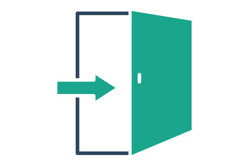 Entrance icon. solid icon style. open door with arrow. hotel elements vector illustration