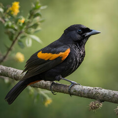 Fototapeta premium flying black oriole in nature