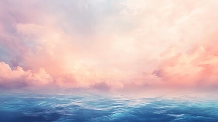 Fototapeta premium A serene abstract painting of soft, flowing clouds drifting across a calm, pastelcolored horizon