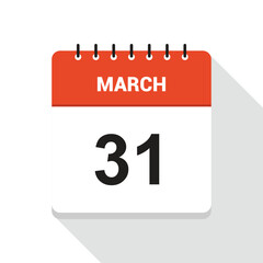 March 31 Calendar Date Icon