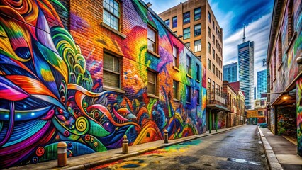 Fototapeta premium Vibrant Urban Graffiti Rip Art with Abstract Colors and Dynamic Patterns in a City Environment