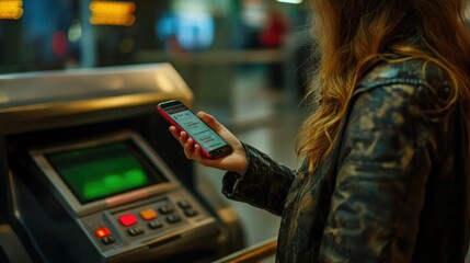 Customer uses mobile app to transfer money to account. Makes online payments convenient and secure."