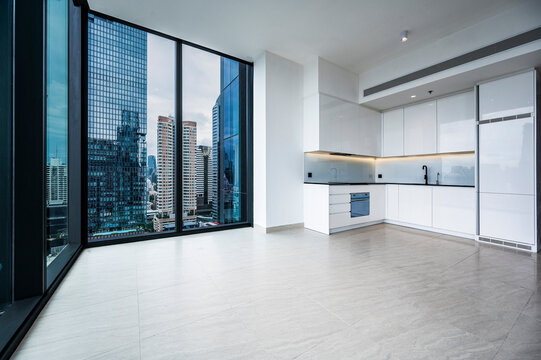open plan kitchen in luxury condo in Sathorn / Bangkok
