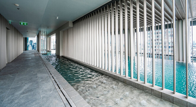 rooftop swimming pool at luxury condo in Sathorn / Bangkok