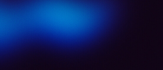 Glowing light blue noisy colour gradient on black grainy background, header backdrop banner design