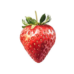 Fresh and vibrant strawberry with bright red color and green leaves, perfect for adding touch of nature to any design or project transparent background