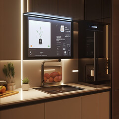 modern clean high technology kitchen room,AI
