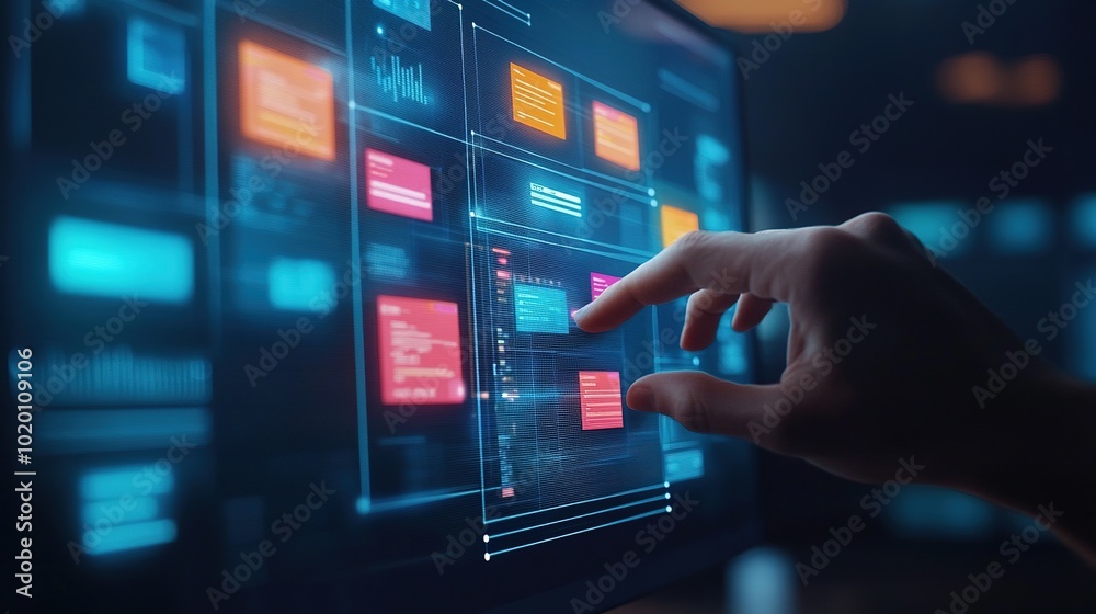 Poster interactive technology interface with data visualization