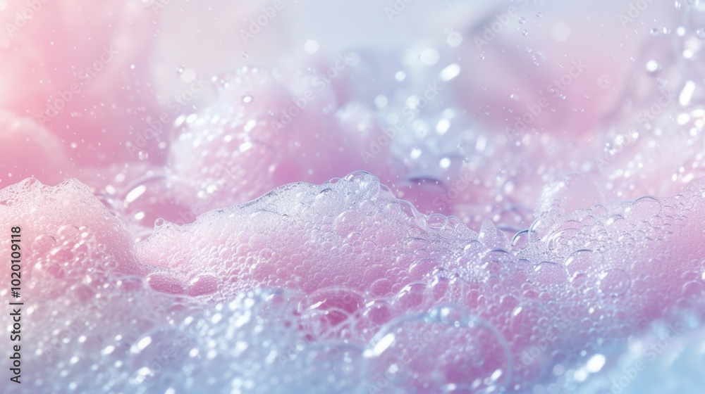 Fototapete A vibrant collection of bubbles forms a soft foam surface in a relaxing bath, creating a peaceful atmosphere for enjoyment. Generative AI