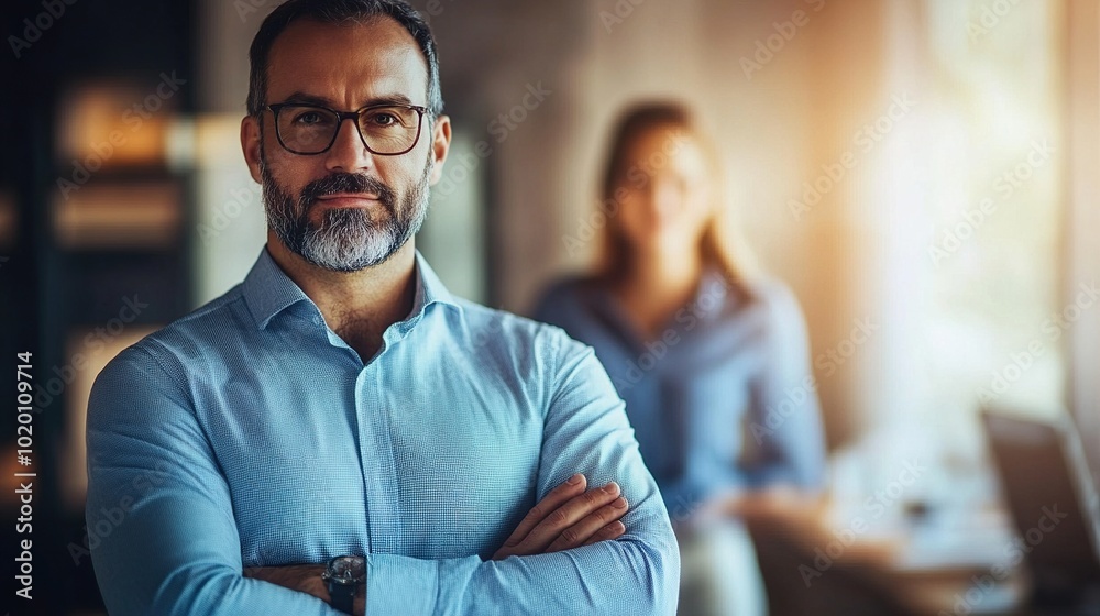 Canvas Prints Professional Man in Office Setting with Confident Stance