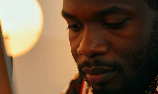 Botswanan Man Learning Crochet from Online Tutorials