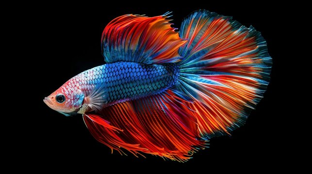 Kampffisch Betta imbellis isoliert auf schwarzem Hintergrund 