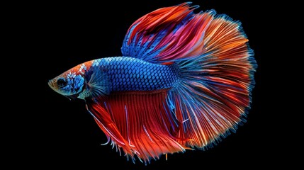 Fototapeta premium Kampffisch Betta imbellis isoliert auf schwarzem Hintergrund 