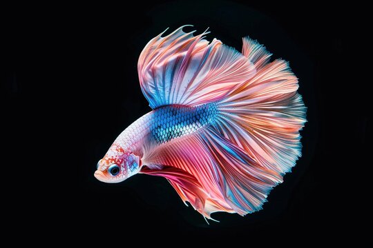 Kampffisch Betta imbellis isoliert auf schwarzem Hintergrund 
