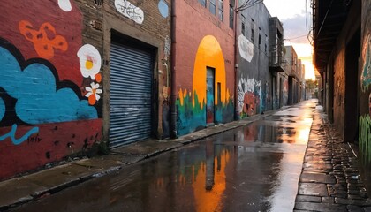 Fototapeta premium alleys with street art