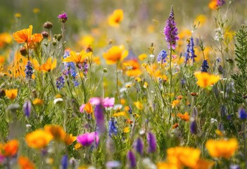 vibrant close shots blooming wildflowers bright colors showcasing their detailed petals lush greenery, rainbow, lgbtq, lgbt, pride, colorful, love, equality