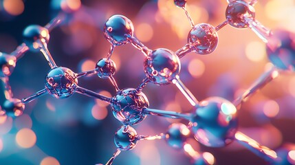 A zoomedin image of the molecular structure of caffeine, with its atoms arranged in a complex chemical bond