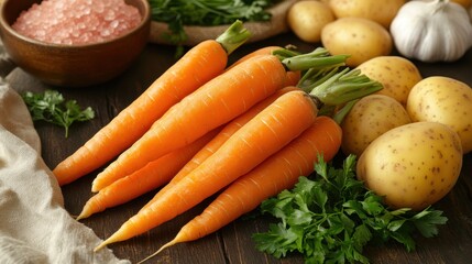 The Fresh Carrots and Potatoes