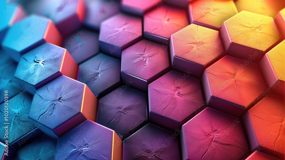 Fototapete hexagonal grid in gradient colors with gradient color for wallpaper or background, abstract design.