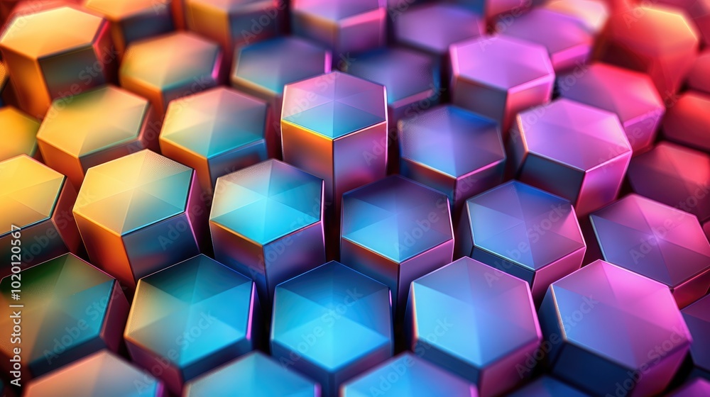 Leinwandbilder hexagonal grid in gradient colors with gradient color for wallpaper or background, abstract design.