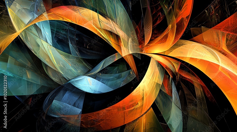 Aufkleber Colorful abstract pattern with dynamic swirling shapes.
