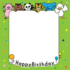 可愛い動物さんたちからのお誕生日を祝うメッセージフレームC