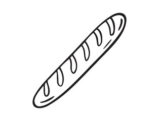 French baguette hand drawn outline doodle icon. Bread loaf vector isolated sketch illustration