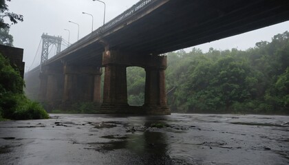 below bridges river side