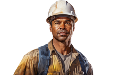 Portrait of a confident construction worker in a hard hat, ready for work on a construction site.