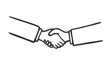 Hand Drawn Handshake doodle outline icon Vector Illustration for Partnership Concept 
