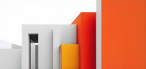 minimalist architectural rendering of modern buildings in simple and clean geometric forms and vibrant colors