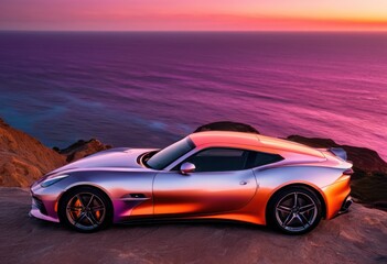 Naklejka premium breathtaking scenic views enhanced stunning automotive featuring vibrant landscapes picture perfect locations, lake, water, sunset, sunrise, mountain