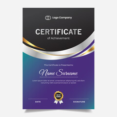 Gradient silver gold certificate of employee appreciation template