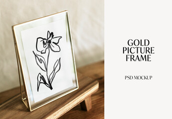 Interior Gold Photo Frame Mockup