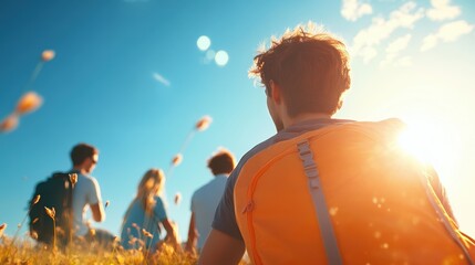 A group of friends planning a weekend getaway, capturing the excitement and anticipation of a fun activity.