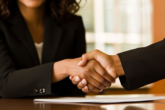 Professional handshake in a business meeting
