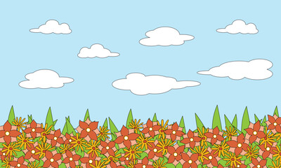 Fototapeta premium beautiful garden landscape vector illustration