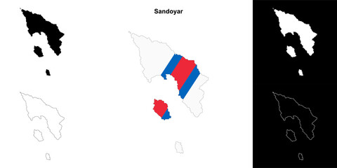 Obraz premium Sandoyar region outline map set