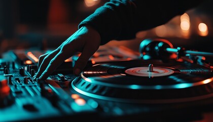 Obraz premium DJ console in a night club close up