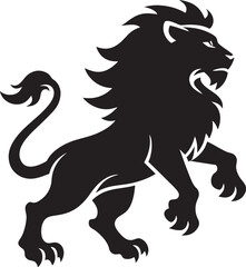 Fototapeta premium Striking Black Lion with Dual Lion Head Illustration – Iconic Art for Apparel, Art & Illustration