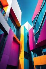 Fototapeta premium minimalist architectural rendering of modern buildings in simple and clean geometric forms and vibrant colors