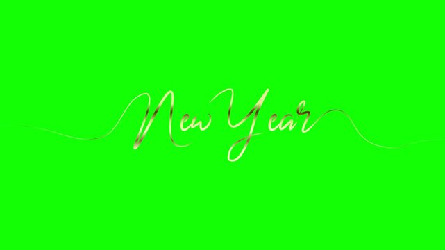 Happy New Year 2025 animation with gold handwritten script on isolated background