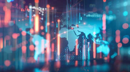 A Close-Up of a Digital Screen Displaying a World Map with Highlighted Countries and Trade Routes, Emphasizing the Impact of Tariffs on Global Trade, Featuring a Graph with Rising Lines that Symbolize