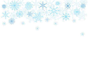 Flat vector illustration of Christmas snowflakes for winter season. Snowflake background. White snow is flying on white background.
