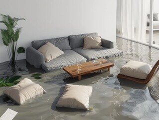 Flooded Living Room.