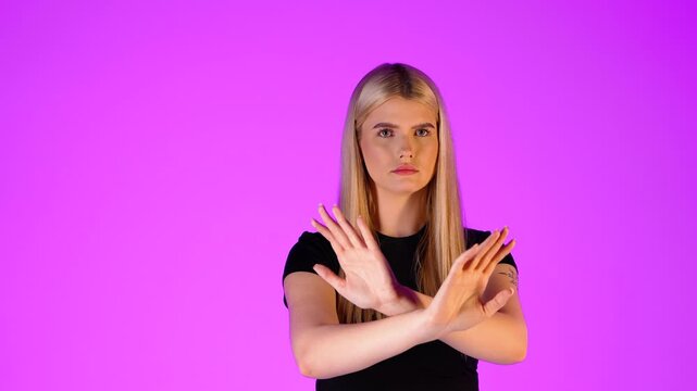 Blonde Woman, No Rejection Refusal and False Answer Gesture Expression