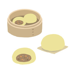 せいろに入ったカレーまんのセット