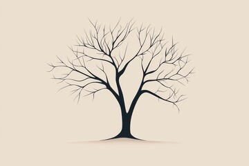 A minimalist silhouette of a bare tree with intricate branches against a soft background, symbolizing strength and resilience.