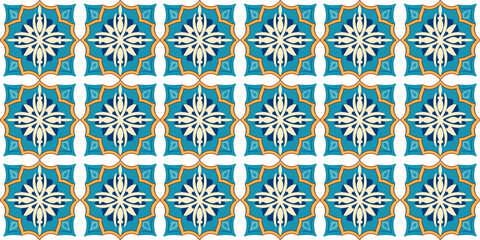 Azulejo tile with modern Portuguese design, seamless background.