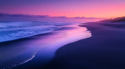 Purple Sunset Over a Coastal Shoreline